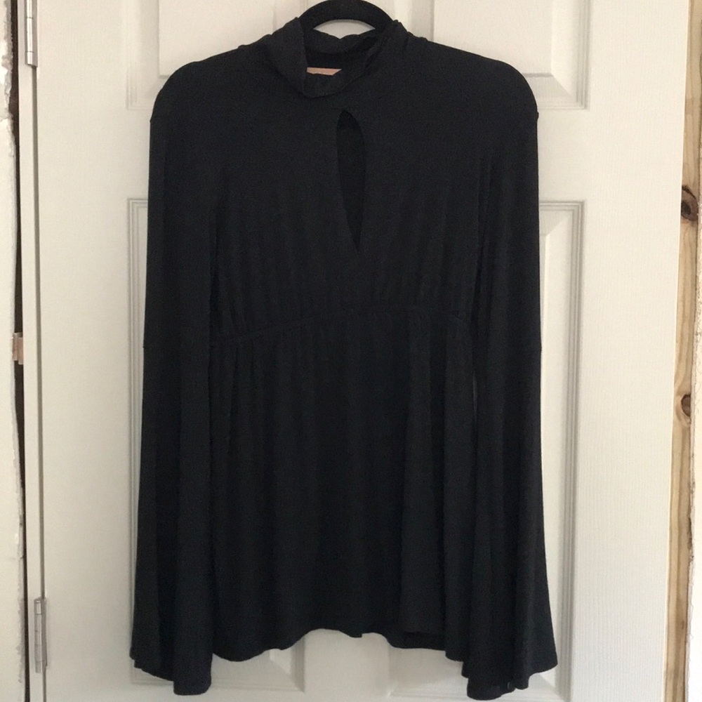 Black Gender Bias mock neck blouse